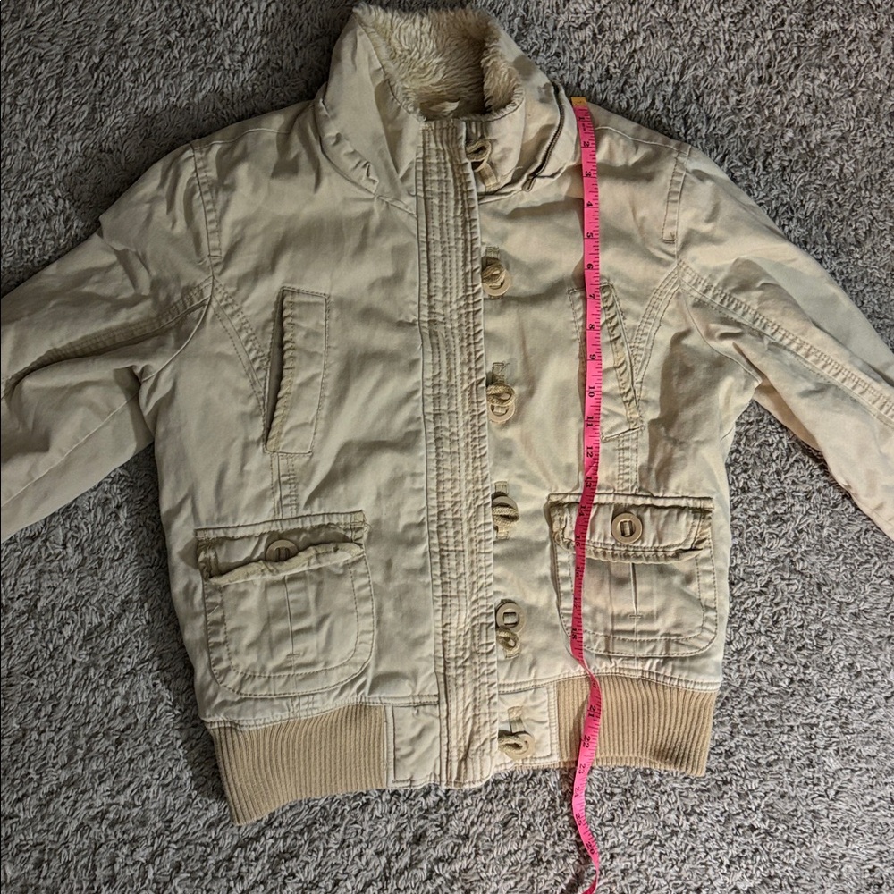 Aeropostale Woman’s Tan Zipper and Button Up Jacket Size Large - Picture 9 of 10